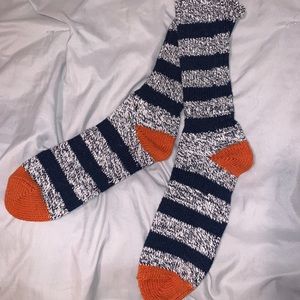Orange, Black and Grey stripped socks